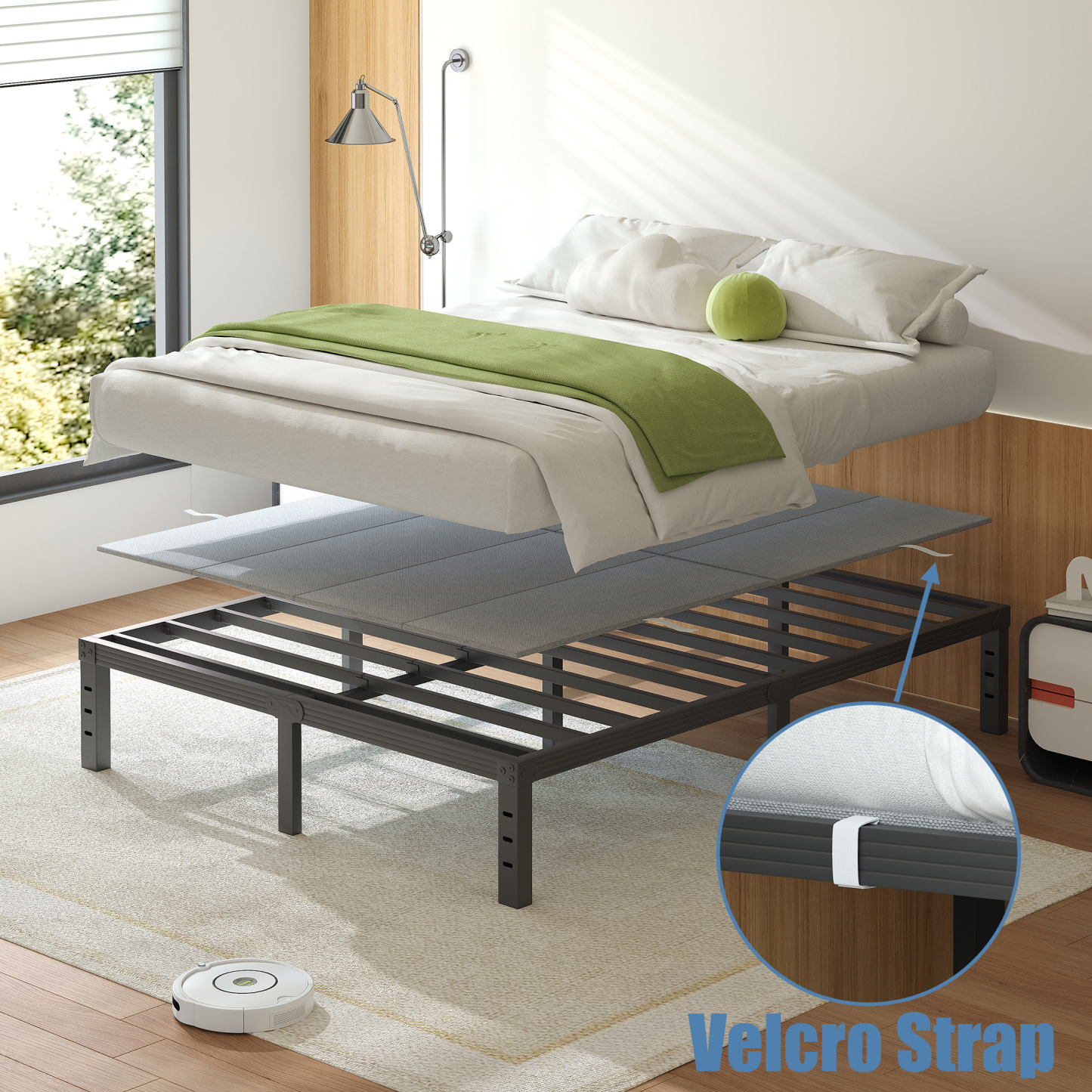 Neslime Queen Size Bunkie Board, Heavy Duty Bed Support Board Under Mattress, Low Profile Bed Support, Noise Minimizing, Fully Assembled