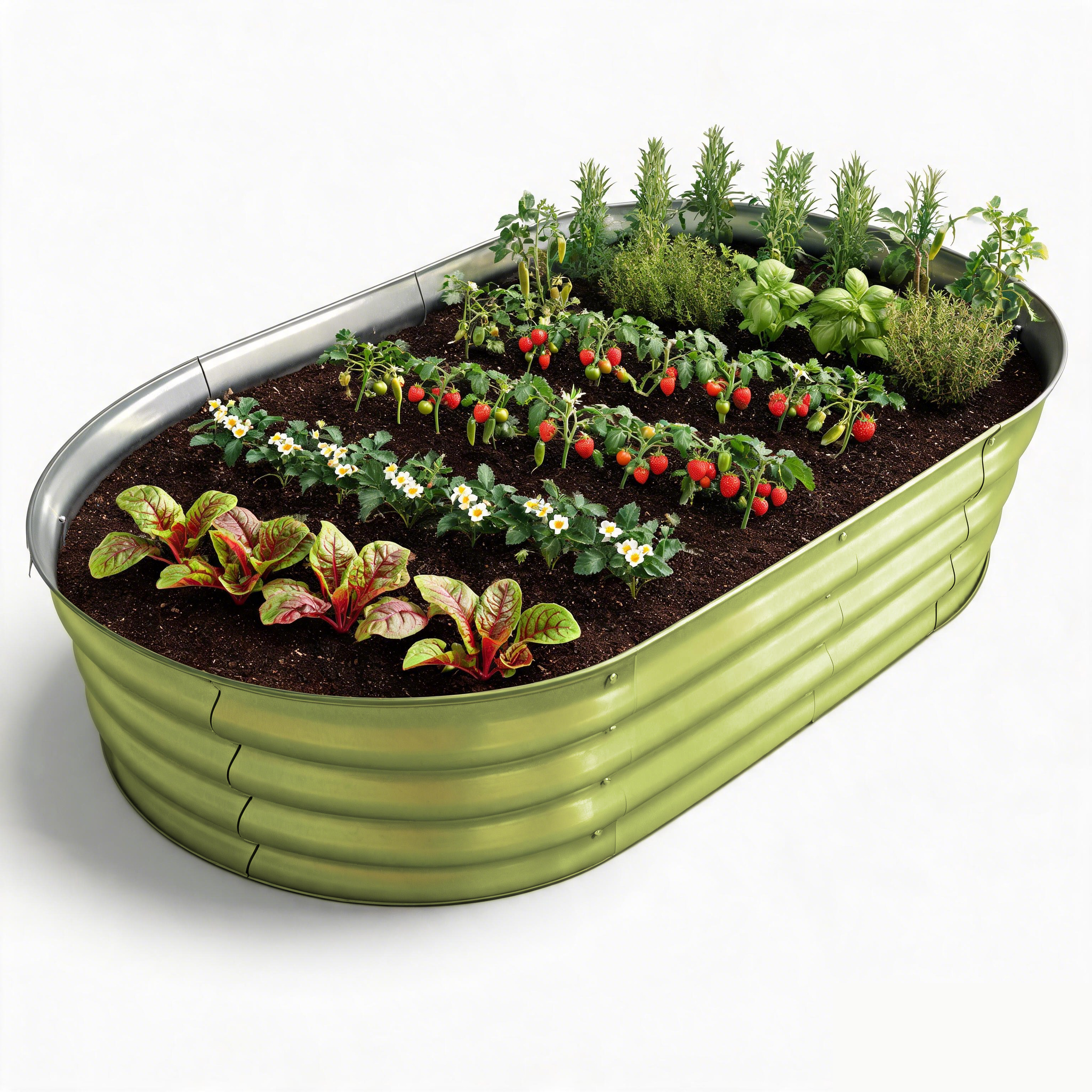Auroral Zone 4x2x1ft Galvanized Raised Garden Bed Outdoor Metal Planter Box for Vegetables Flowers Herbs