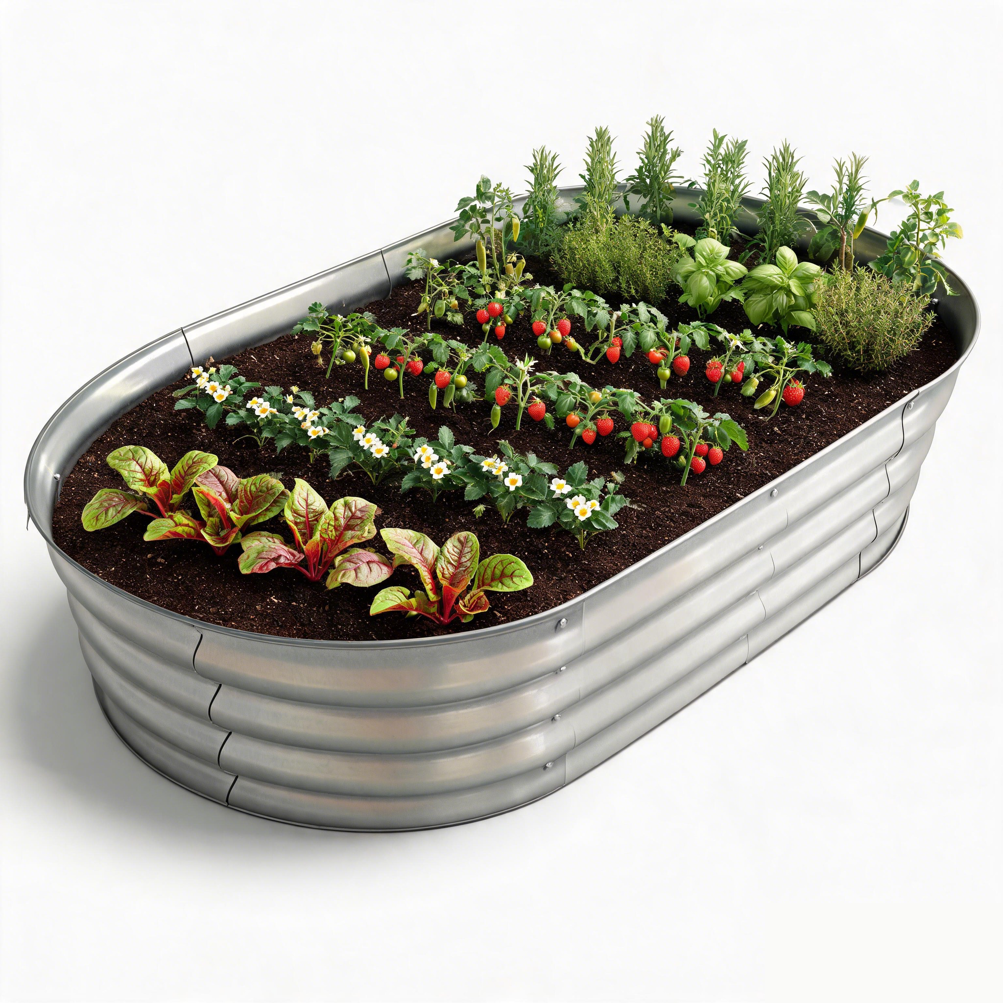Auroral Zone 4x2x1ft Galvanized Raised Garden Bed Outdoor Metal Planter Box for Vegetables Flowers Herbs