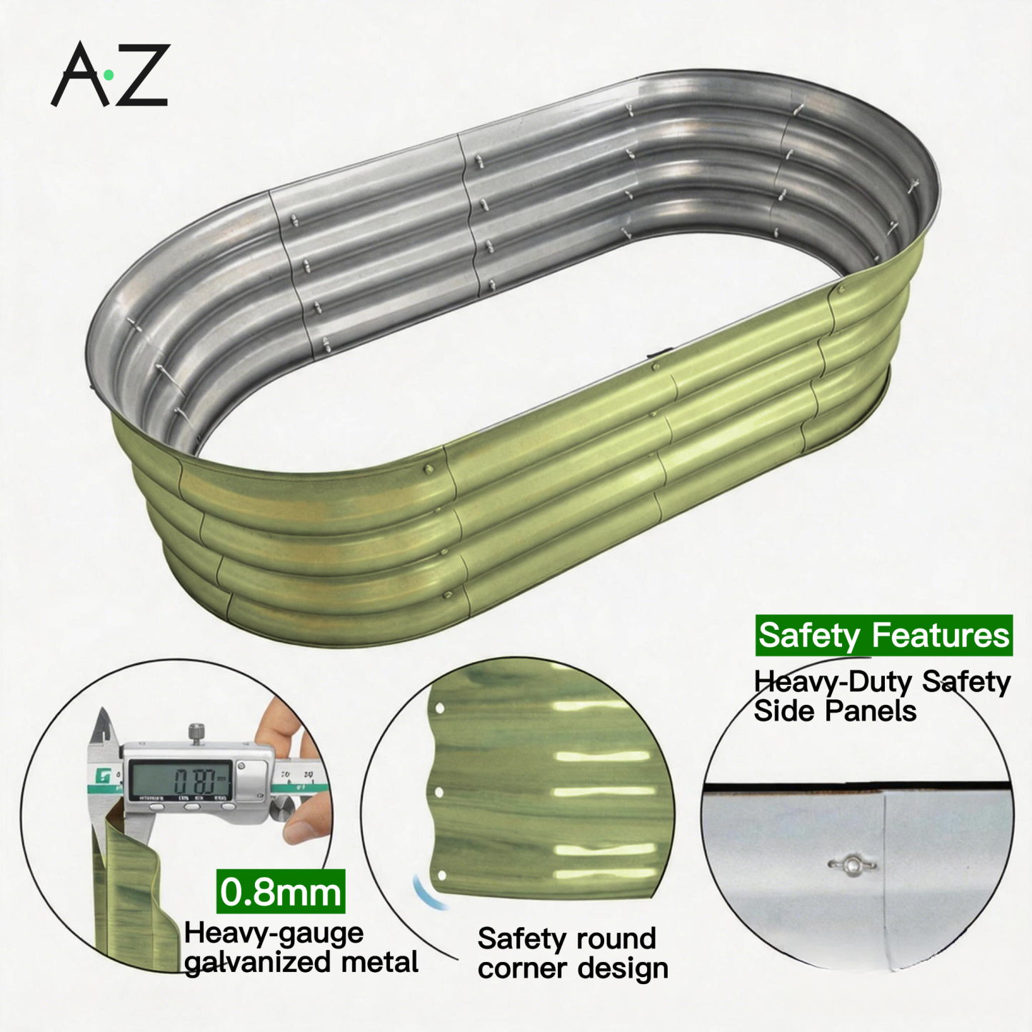 Auroral Zone 4x2x1ft Galvanized Raised Garden Bed Outdoor Metal Planter Box for Vegetables Flowers Herbs