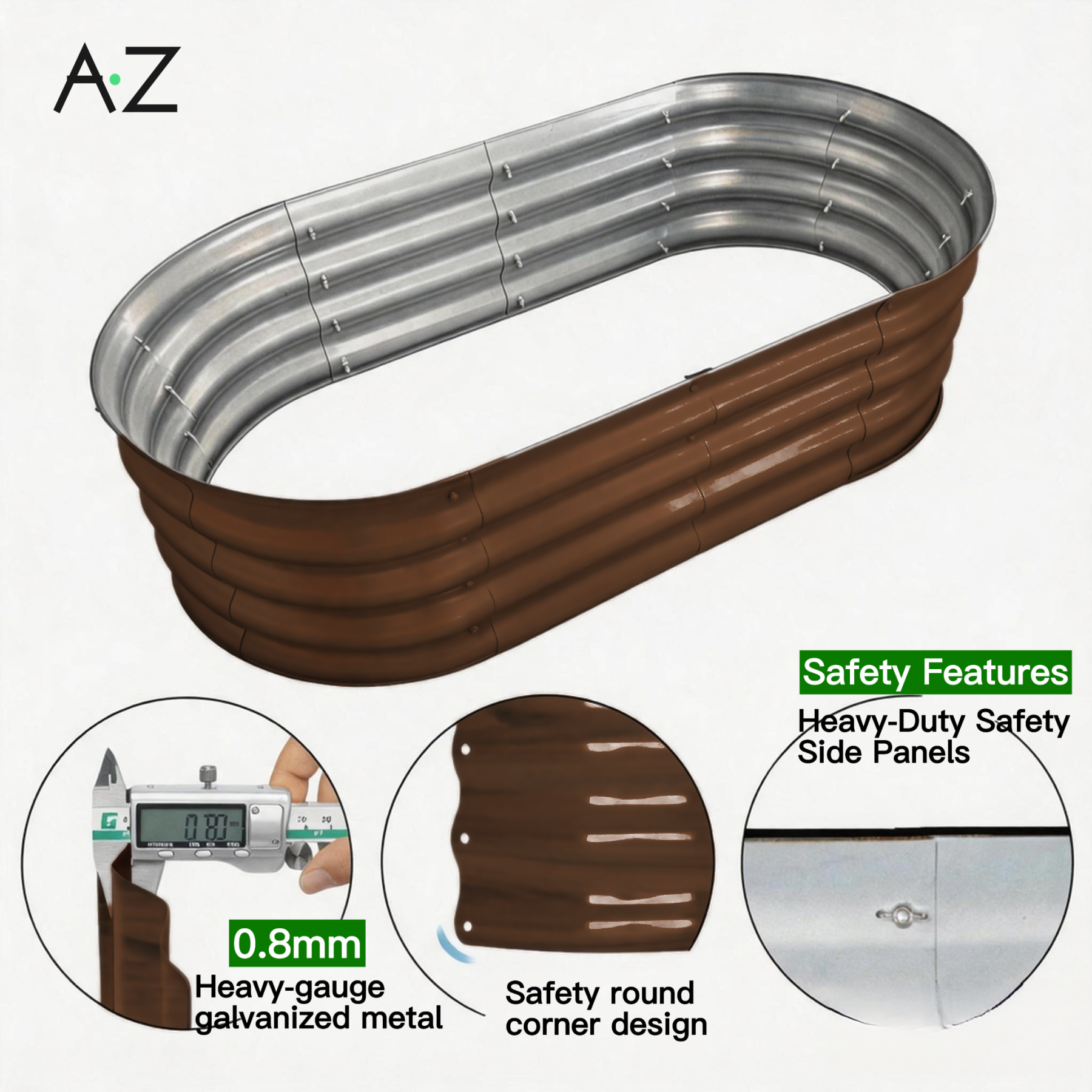 Auroral Zone 4x2x1ft Galvanized Raised Garden Bed Outdoor Metal Planter Box for Vegetables Flowers Herbs