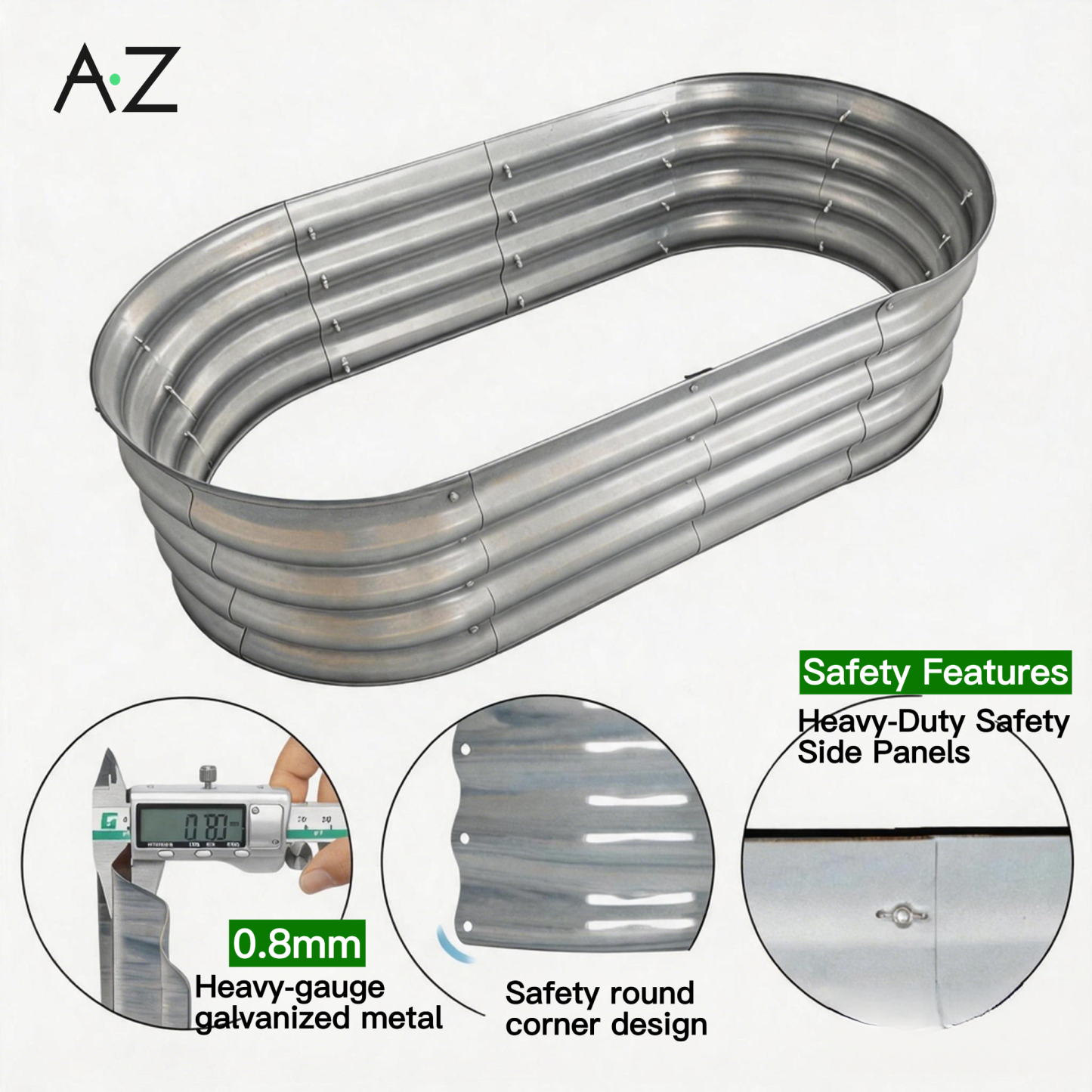 Auroral Zone 4x2x1ft Galvanized Raised Garden Bed Outdoor Metal Planter Box for Vegetables Flowers Herbs