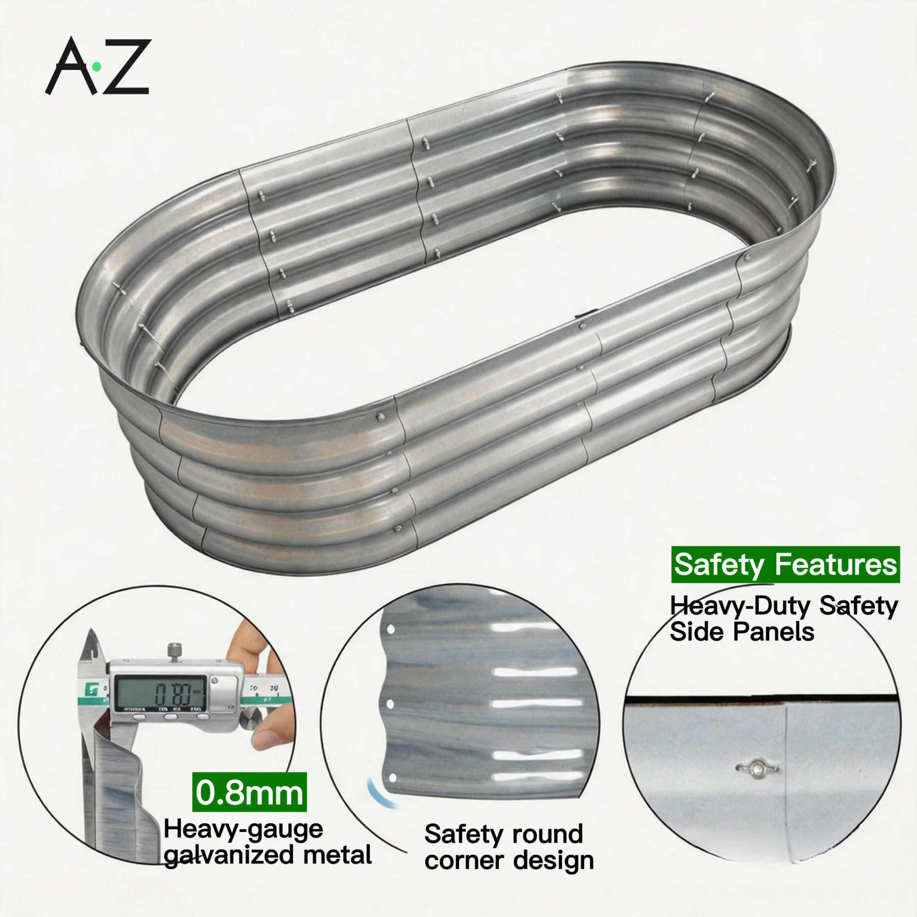 Auroral Zone 4x2x1ft Galvanized Raised Garden Bed Outdoor Metal Planter Box for Vegetables Flowers Herbs