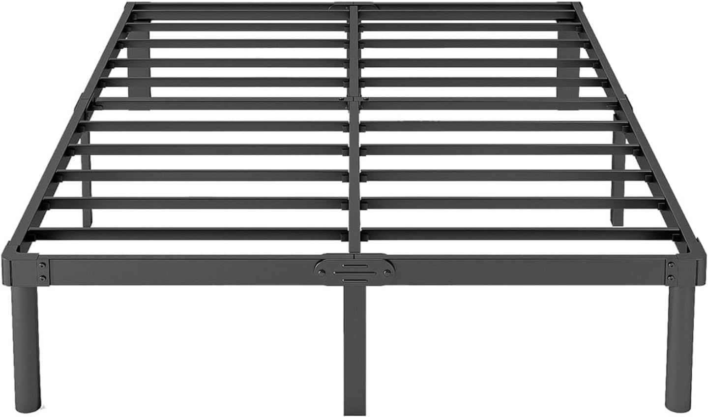 AURORAL ZONE 14" King Size Bed Frame, Heavy Duty Steel Platform Bed, No Box Spring Needed, Extra Under Bed Storage, Easy Assembly, Rounded Legs, Black