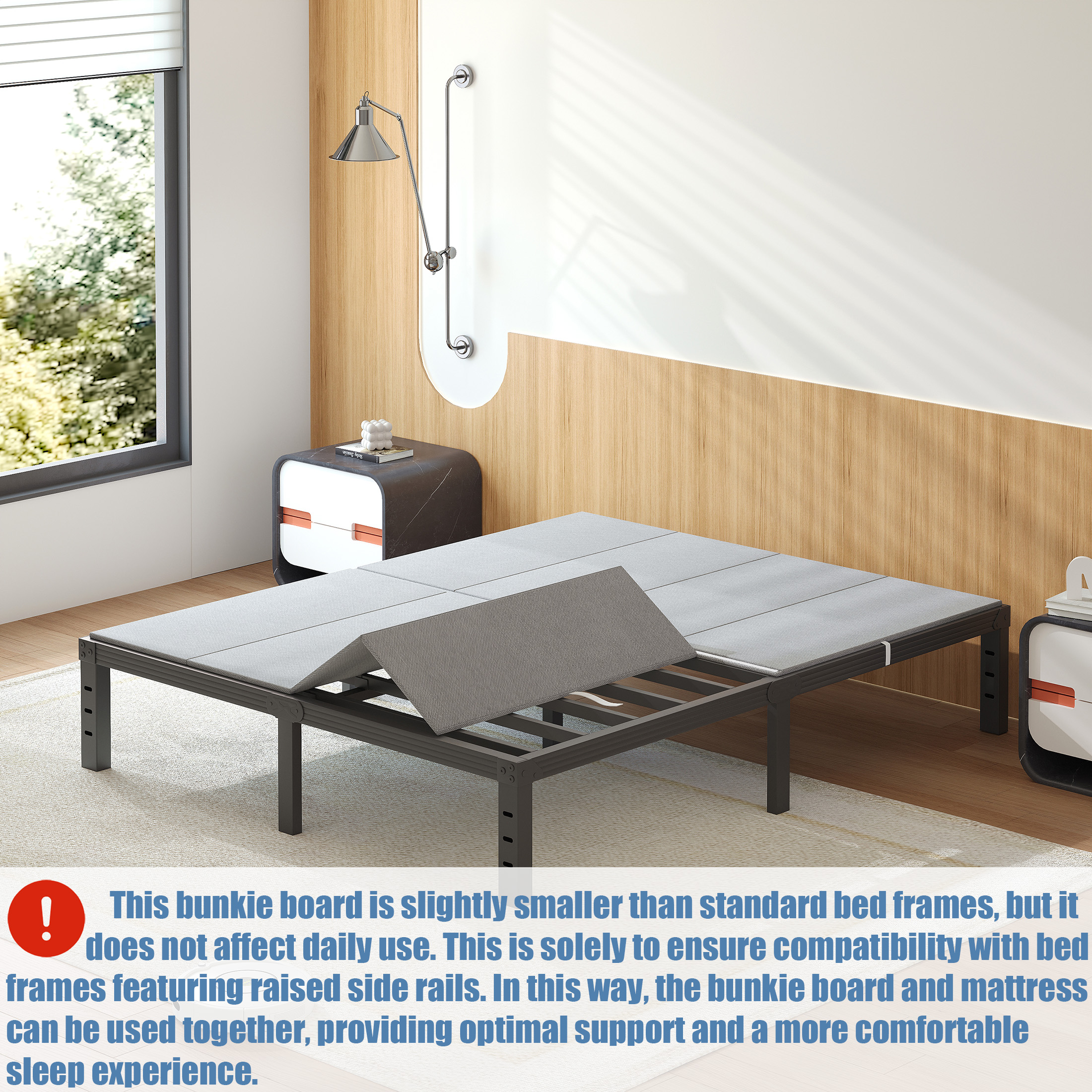 Neslime Queen Size Bunkie Board, Heavy Duty Bed Support Board Under Mattress, Low Profile Bed Support, Noise Minimizing, Fully Assembled