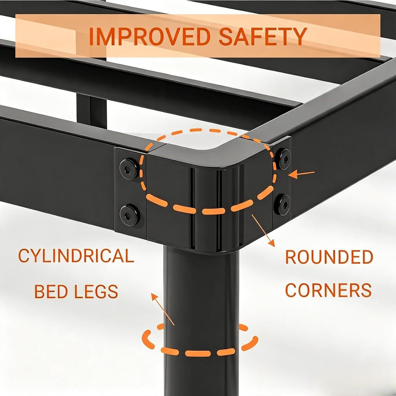 AURORAL ZONE 14" King Size Bed Frame, Heavy Duty Steel Platform Bed, No Box Spring Needed, Extra Under Bed Storage, Easy Assembly, Rounded Legs, Black