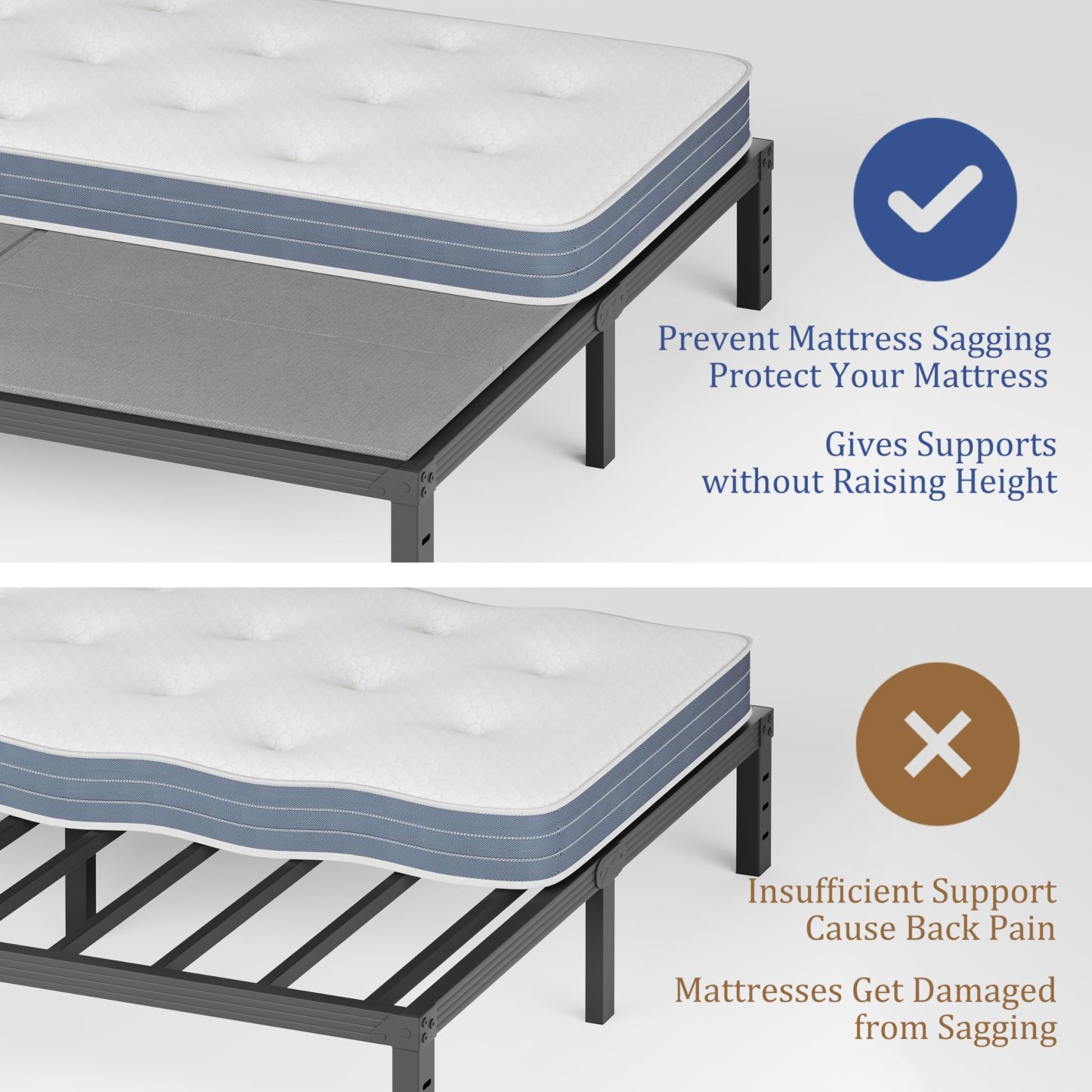 Bunkie Board, Under Mattress Support Board, Foldable Low Box Spring, Breathable Bunky Boards, Light & Thin & Noise Minimizing, Whole Bed Boards Design