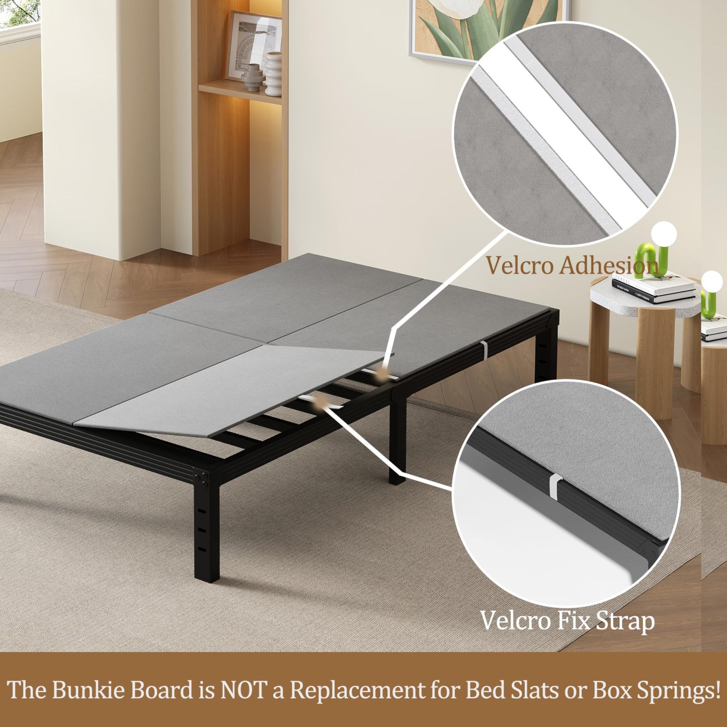 Bunkie Board, Under Mattress Support Board, Foldable Low Box Spring, Breathable Bunky Boards, Light & Thin & Noise Minimizing, Whole Bed Boards Design
