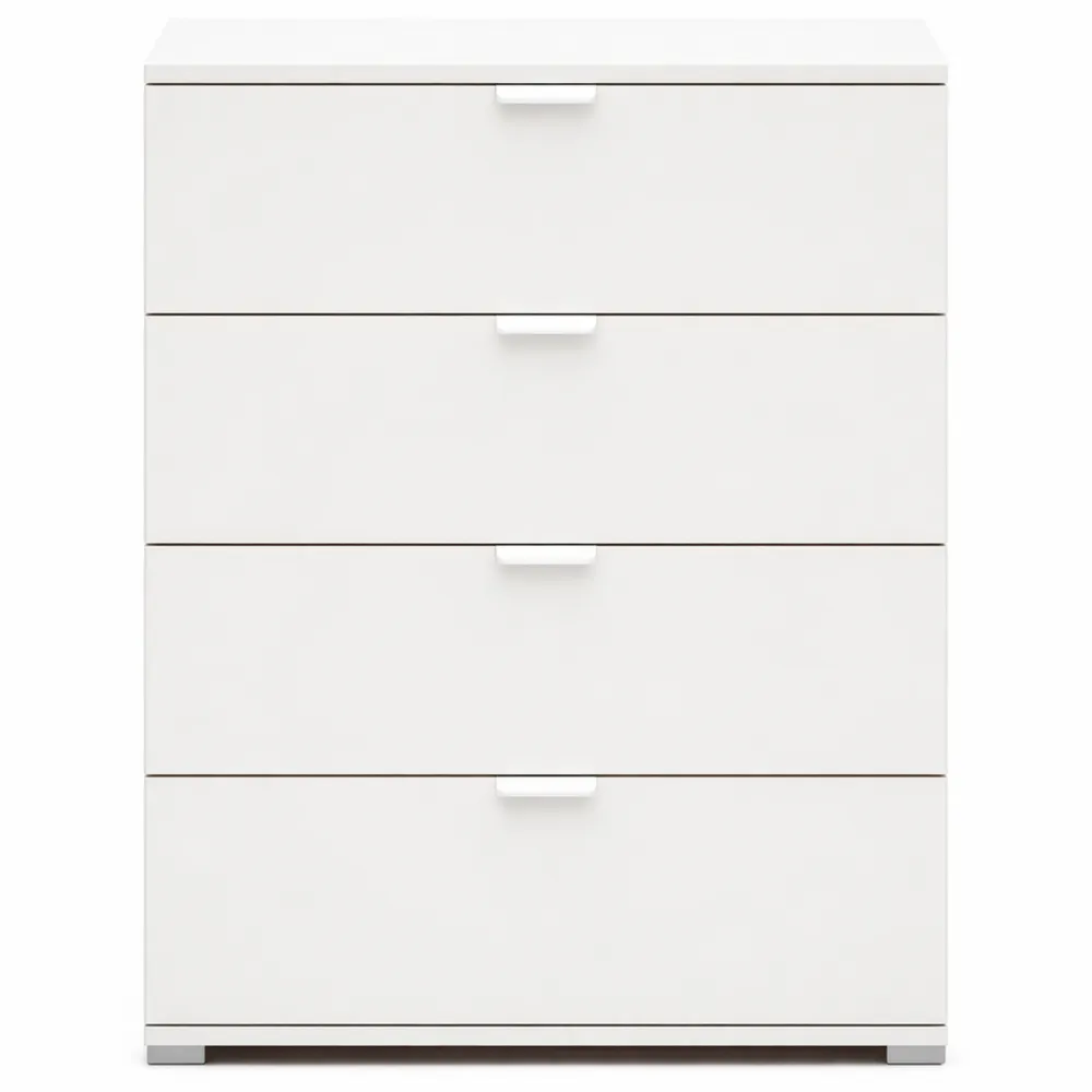 Cassettiera a 4 Cassetti Bianca in Legno