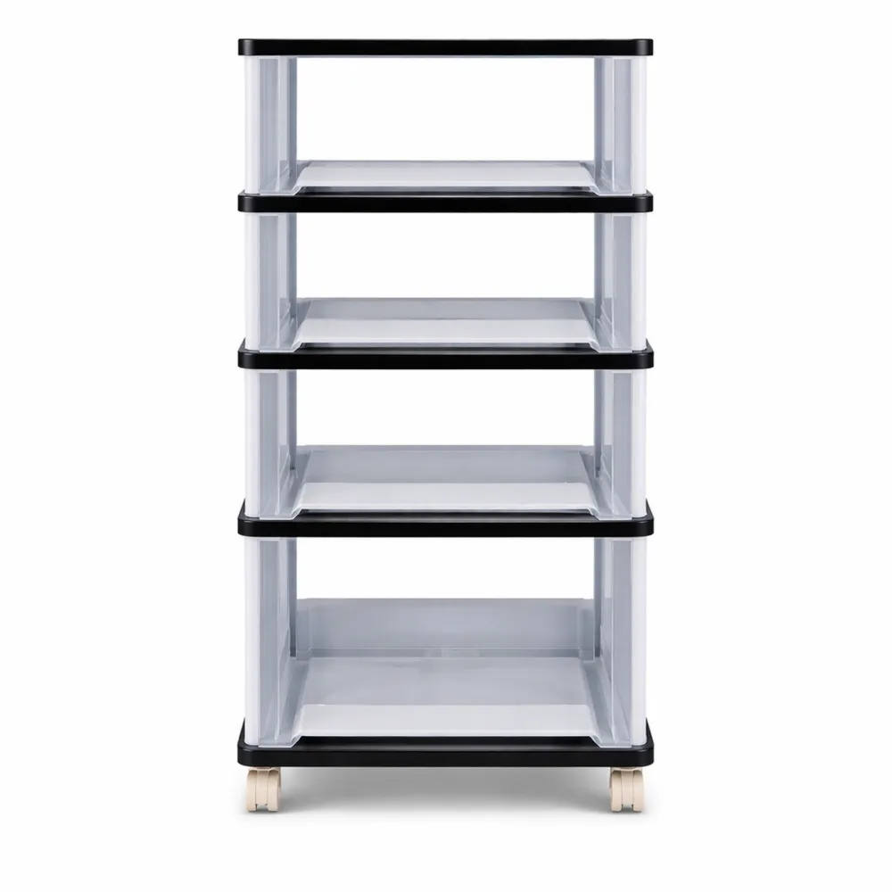 Cassettiera a 5 cassetti su ruote, 98 cm, nero, per ufficio e casa