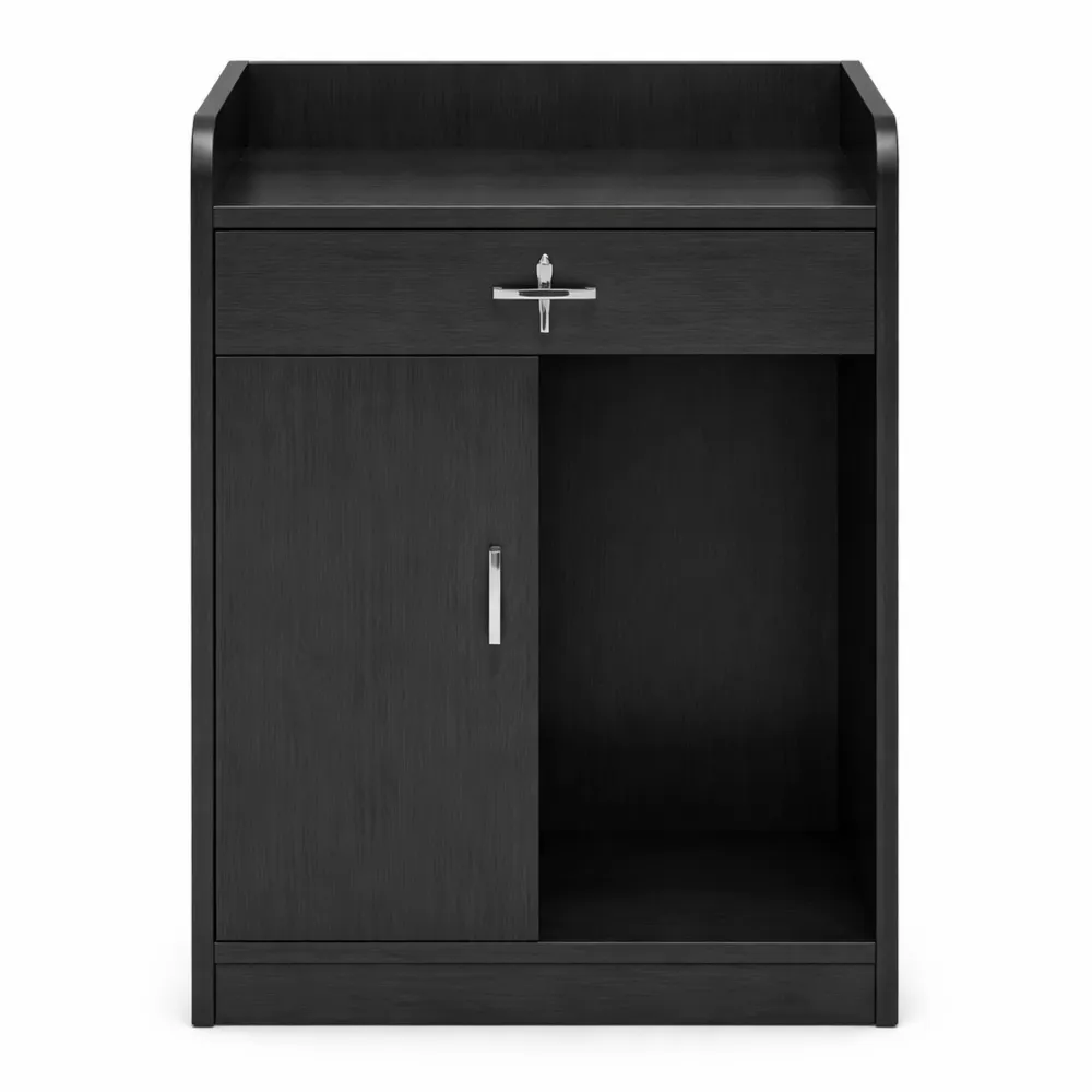 Banco reception curvo con cassetti bloccabili per ufficio