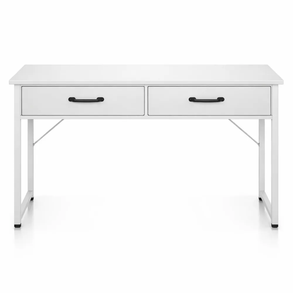 Scrivania con Cassetti e Portacuffie per Ufficio e Soggiorno, Bianco