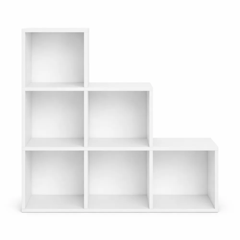 Libreria a Scala con 6 Scomparti in Truciolare, Bianco, 90x30x90cm