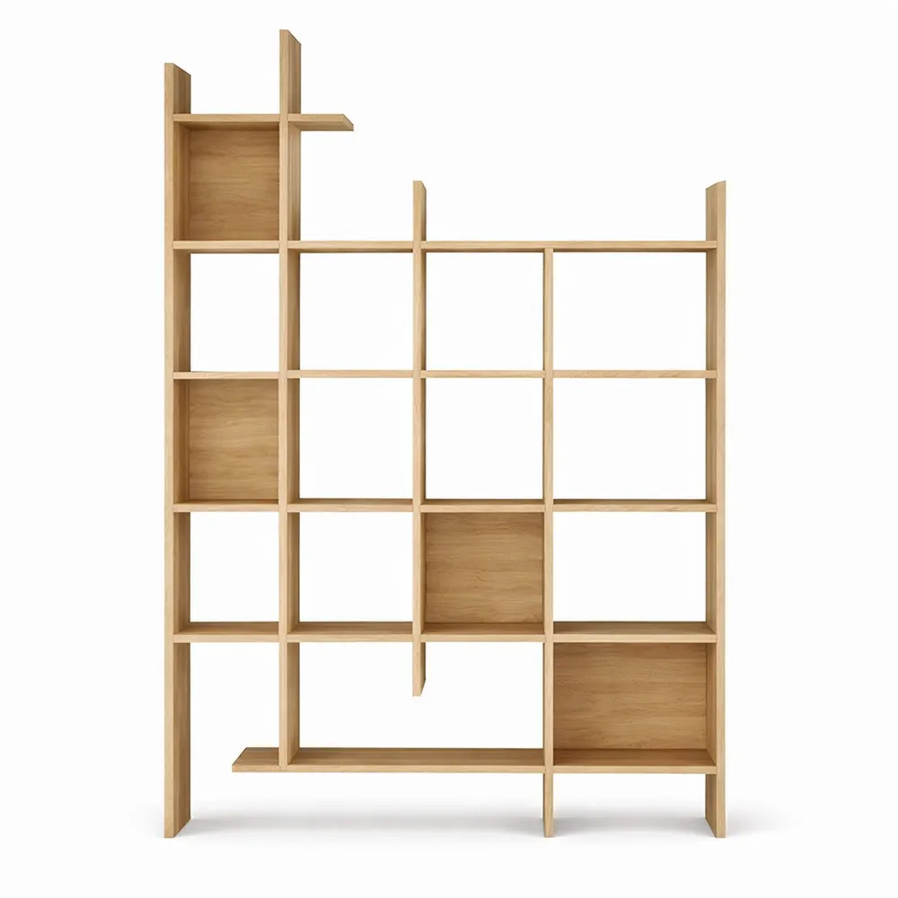 Libreria modulare in quercia per ufficio, 122x26x188 cm