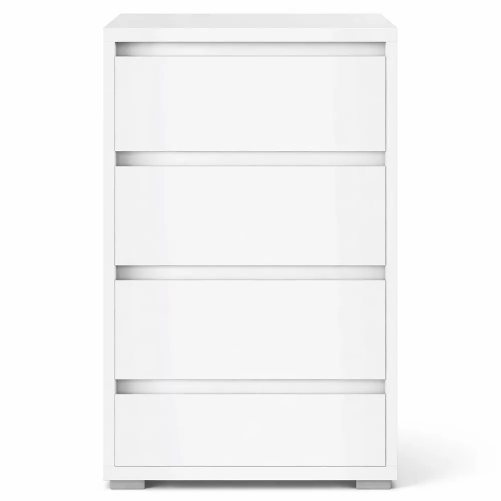 Cassettiera in legno laminato con 4 cassetti, bianco, 50x103x48cm