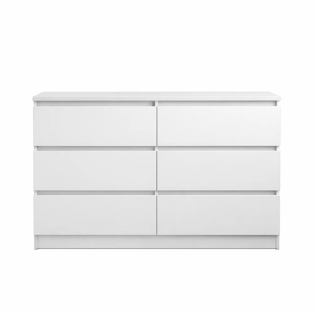 Cassettiera in Legno Bianco con 6 Cassetti per Camera e Ufficio