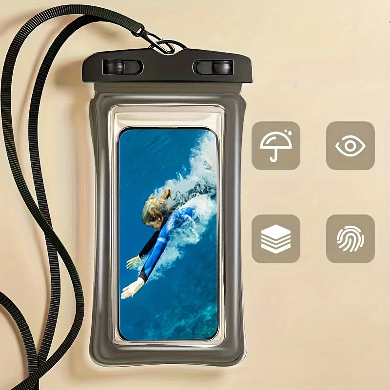Touchscreen waterproof bag for phones with 8-level waterproofing
