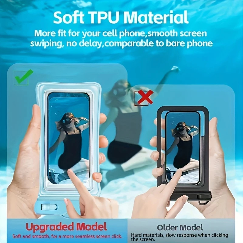 Touchscreen waterproof bag for phones with 8-level waterproofing