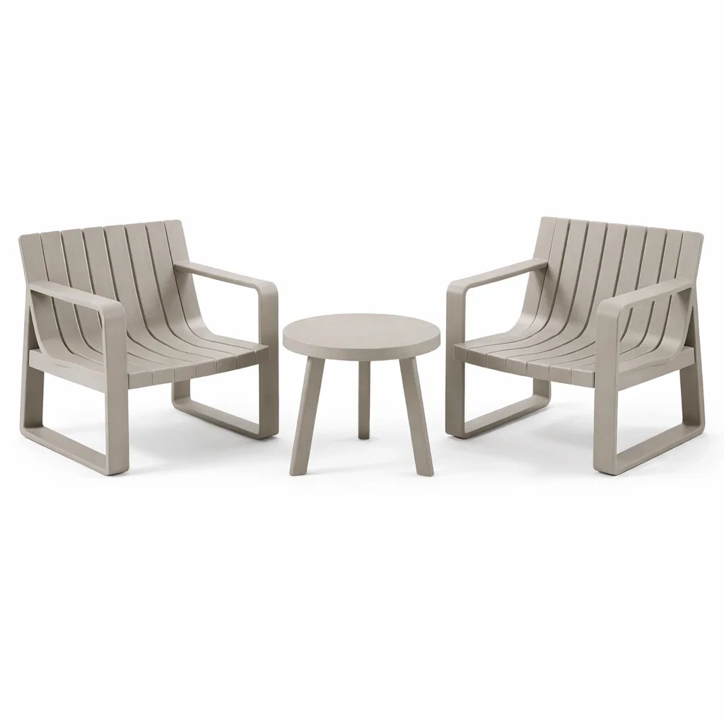 Loungeset aus Kunststoff Grau mit 2 Sesseln und Tisch-nestzorae