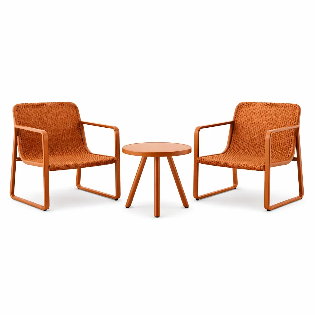 Loungeset aus Aluminium mit Rattan Orange-nestzorae