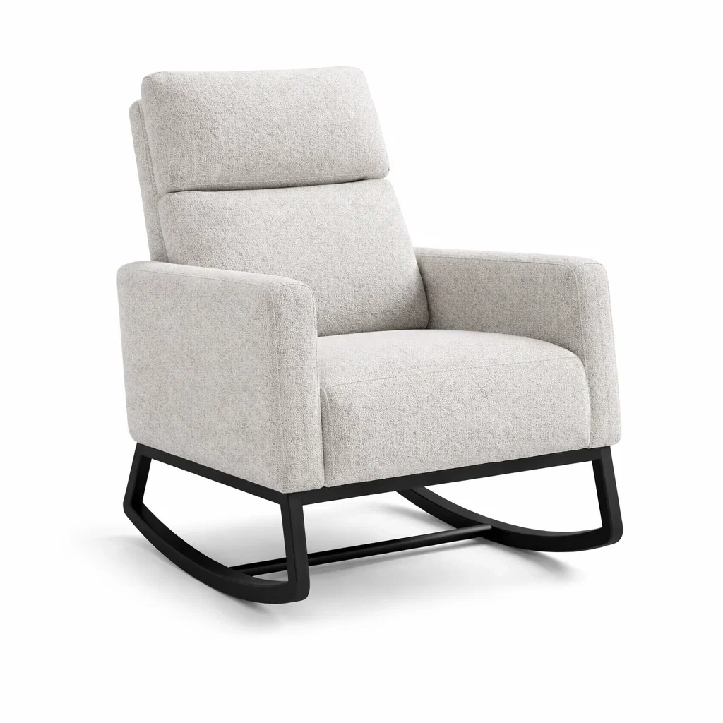 Schaukelstuhl aus Polyestergewebe mit schwarzem Holzrahmen-nestzorae