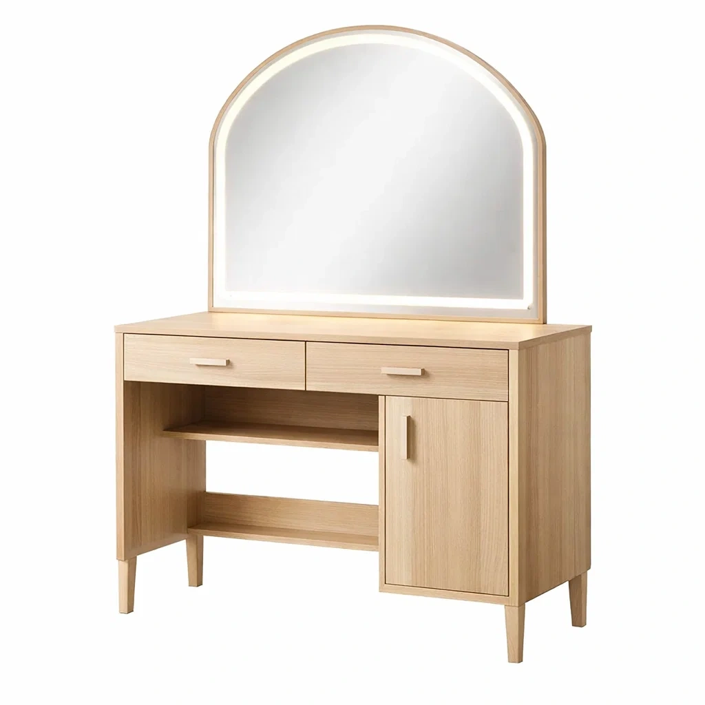 Schminktisch aus Eichenholz mit beleuchtetem Spiegel-nestzorae