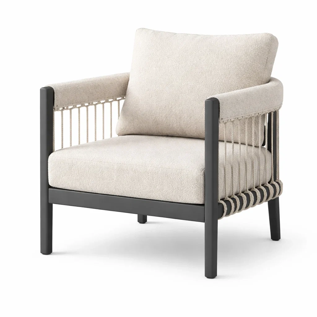 Sessel aus Stahl und Polyester Beige 70x75x80 cm-nestzorae