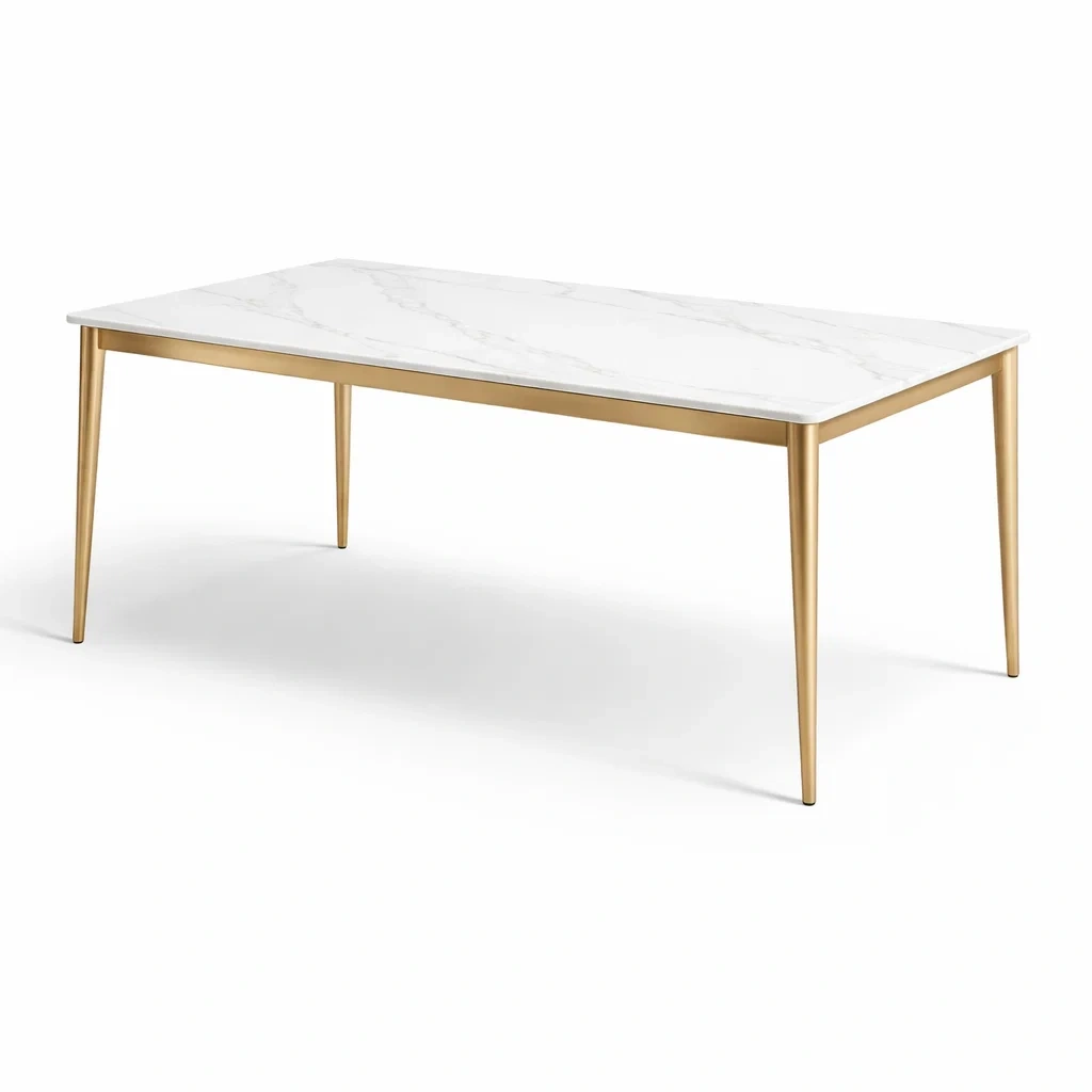 Tisch mit Feinsteinzeugplatte und Metallbeinen 180x90x75 cm-nestzorae