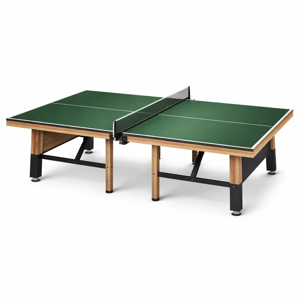 Tischtennisplatte Grün Holzoptik aus Spanplatte und Stahl-nestzorae