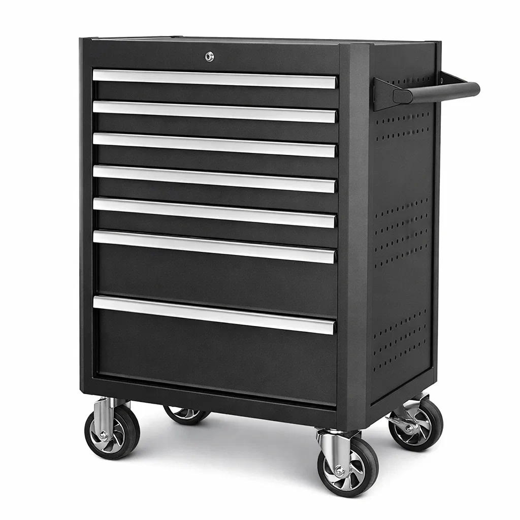 Werkzeugwagen aus Stahl mit 7 Schubladen Schwarz-nestzorae