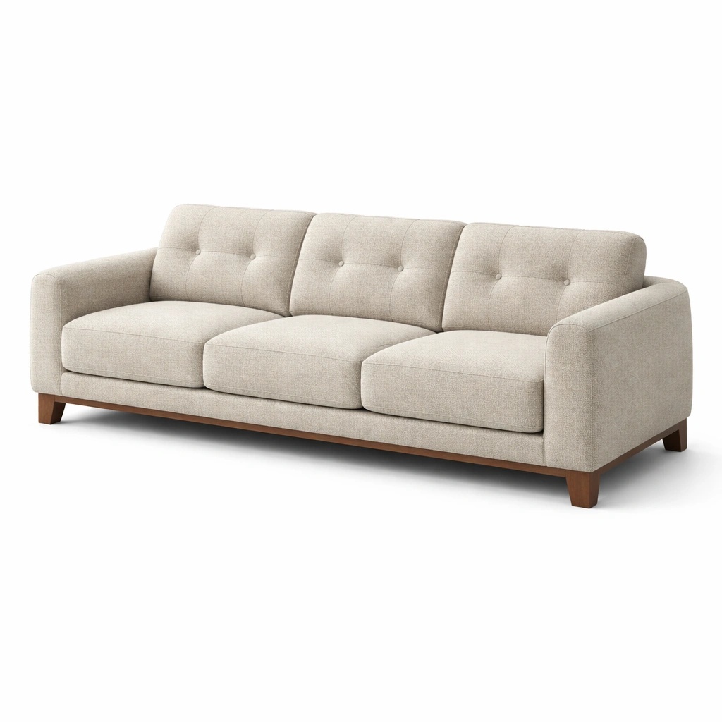Sofa Stoff Beige mit Massivholzrahmen-FURNSENO