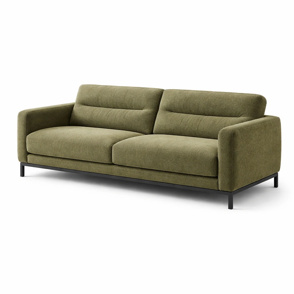 Sofa Olivgrün Stoff Stahl-FURNSENO