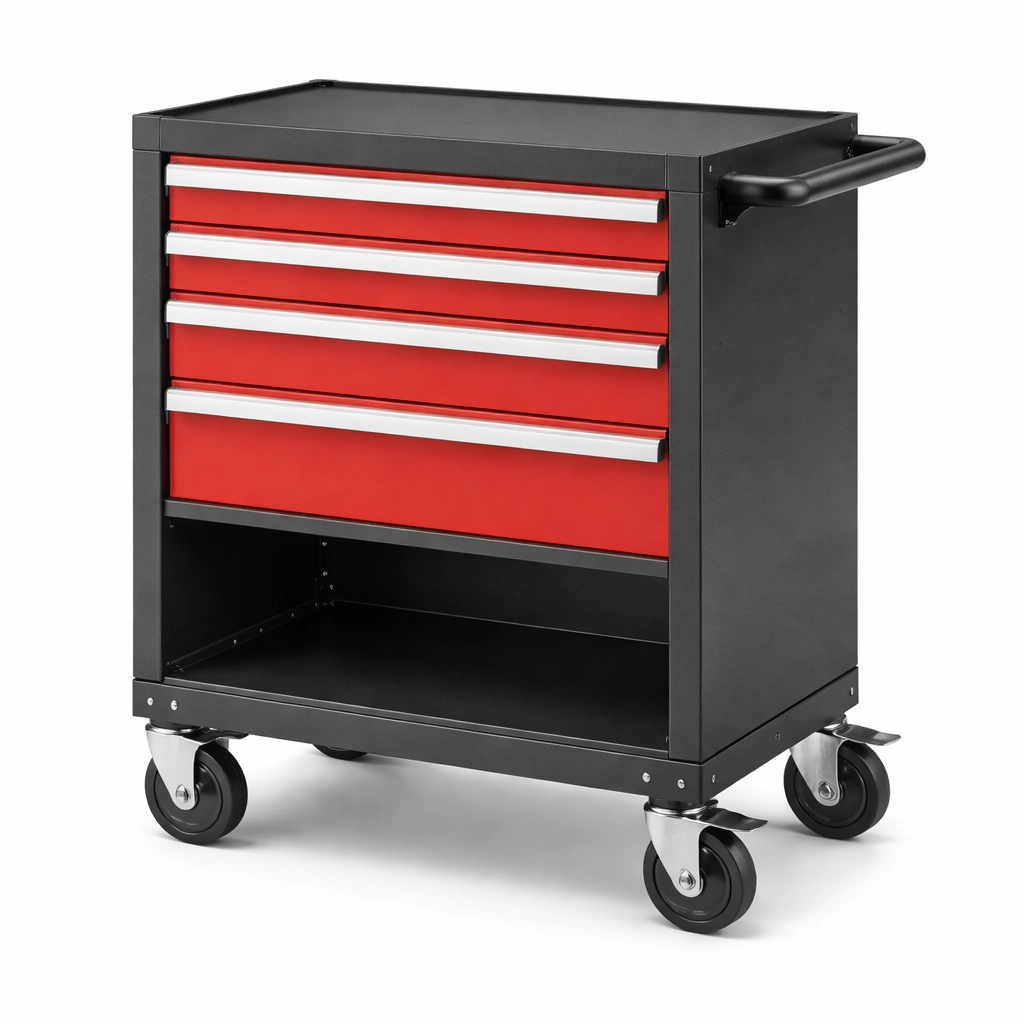 Werkstattwagen Metall mit Schubladen Rot Schwarz-FURNSENO