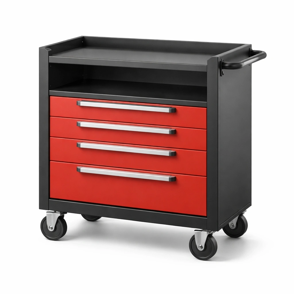 Werkstattwagen Metall mit Schubladen und Rollen Rot Schwarz-FURNSENO