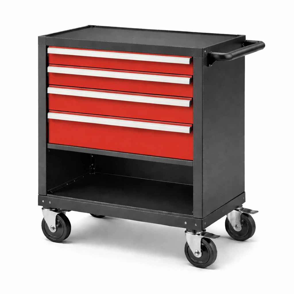 Werkstattwagen Stahl mit Schubladen Rot Schwarz-FURNSENO
