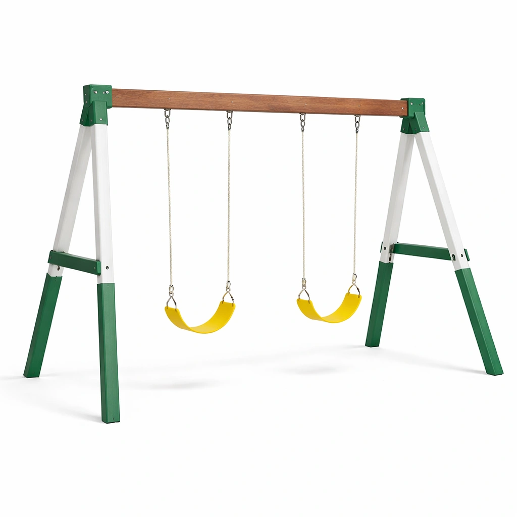 Schaukelset Kinderschaukel Aus Holz Und Metall Mit Sitzen-FURNSENO