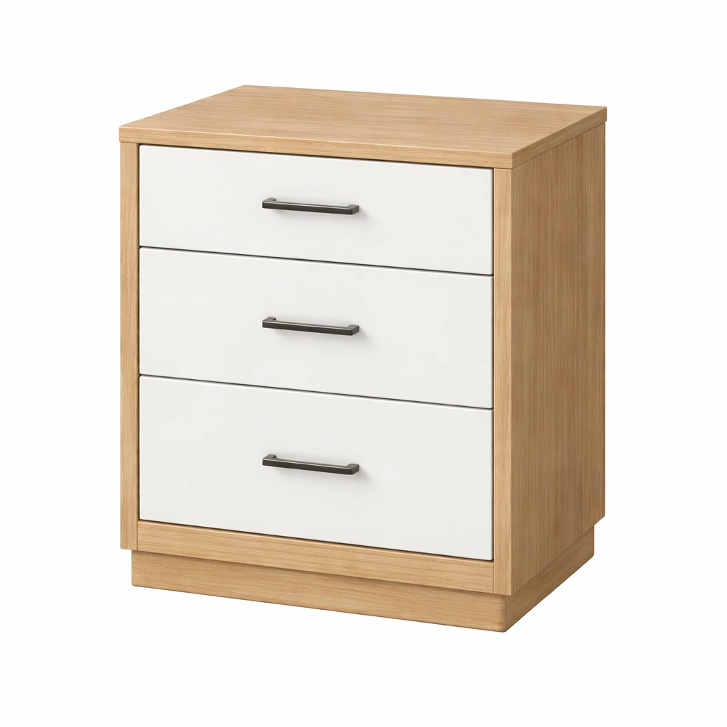 Nachttisch MDF Weiß Holzoptik-FURNSENO