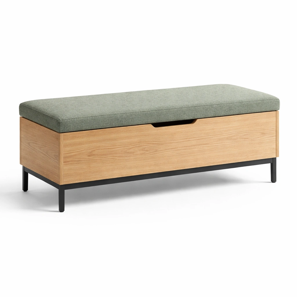 Sitzbank mit stauraum eiche polyester 120x45x45 cm-FURNSENO