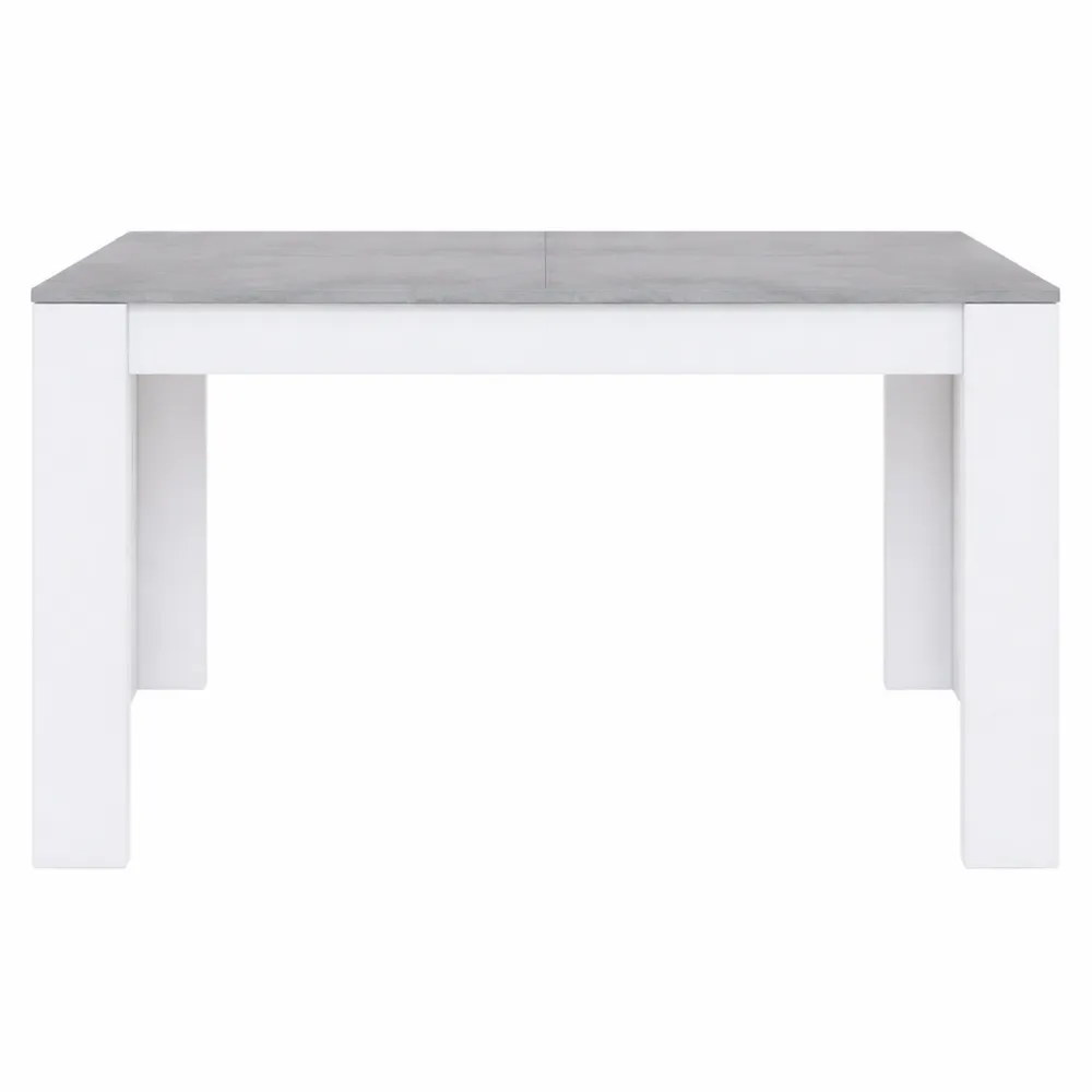 Tavolo da Pranzo Allungabile Moderno in Legno Bianco e Grigio Cemento