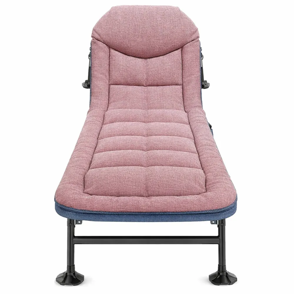 Lettino da Giardino Pieghevole con Piedini Antiscivolo, Ideale per Campeggio e Viaggi, Dimensione 190 x 67 x 38 cm, Colore Rosa