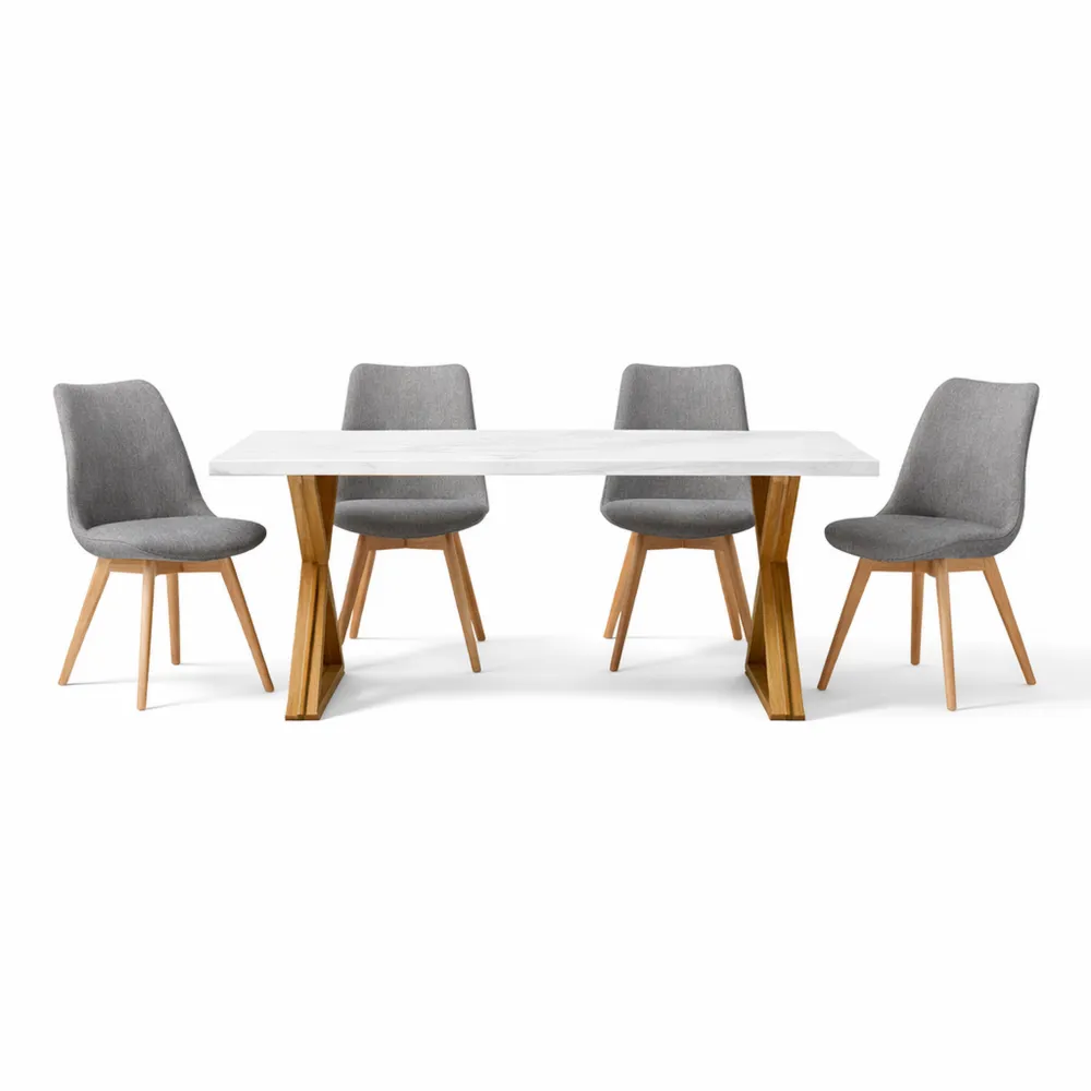 Tavolo da Pranzo per 6 Persone con Gambe a X in Metallo Dorato 180x80x75 cm