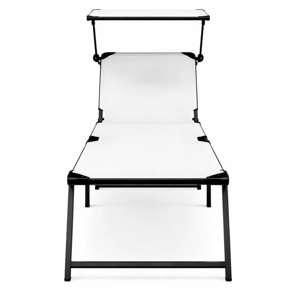 Lettino Sdraio Prendisole con Seduta Alta, Bianco, Capacità 120 kg