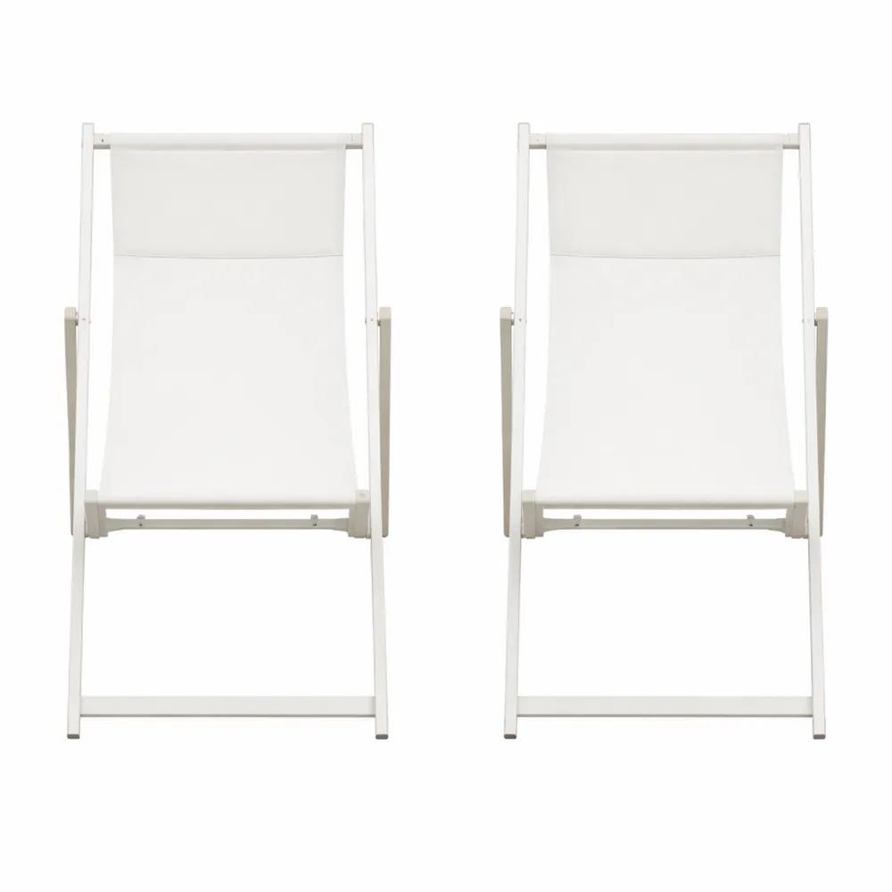 Set di 2 sedie a sdraio pieghevoli e reclinabili per esterni in alluminio, beige