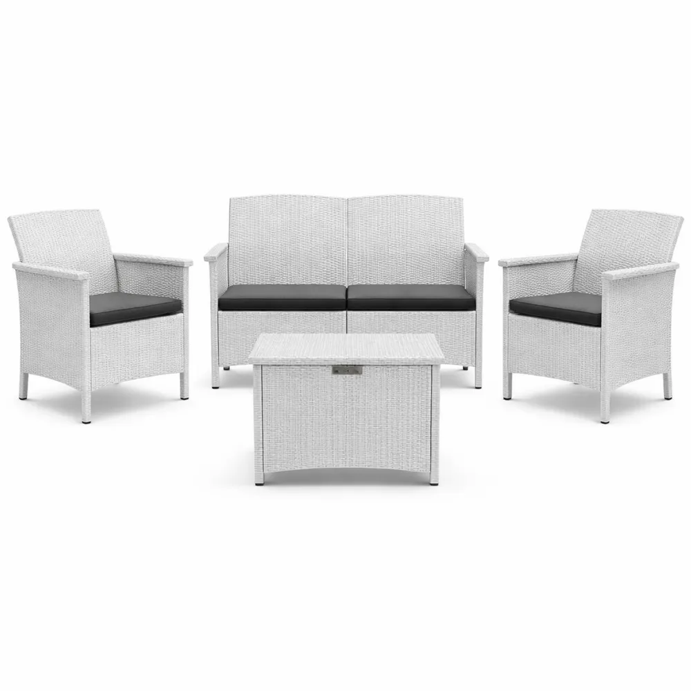 Set Mobili da Giardino con Poltrone, Divano e Tavolino Contenitore