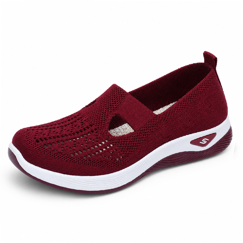 Women's Breathable Walking Flats, Non-Slip Soft Sole Easy-On Comfort
