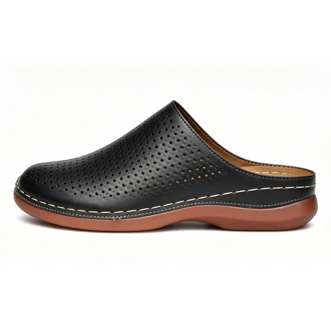👡 Mules à semelle compensée perforées pour femme – Confortables, chics et faciles à enfiler 🌿