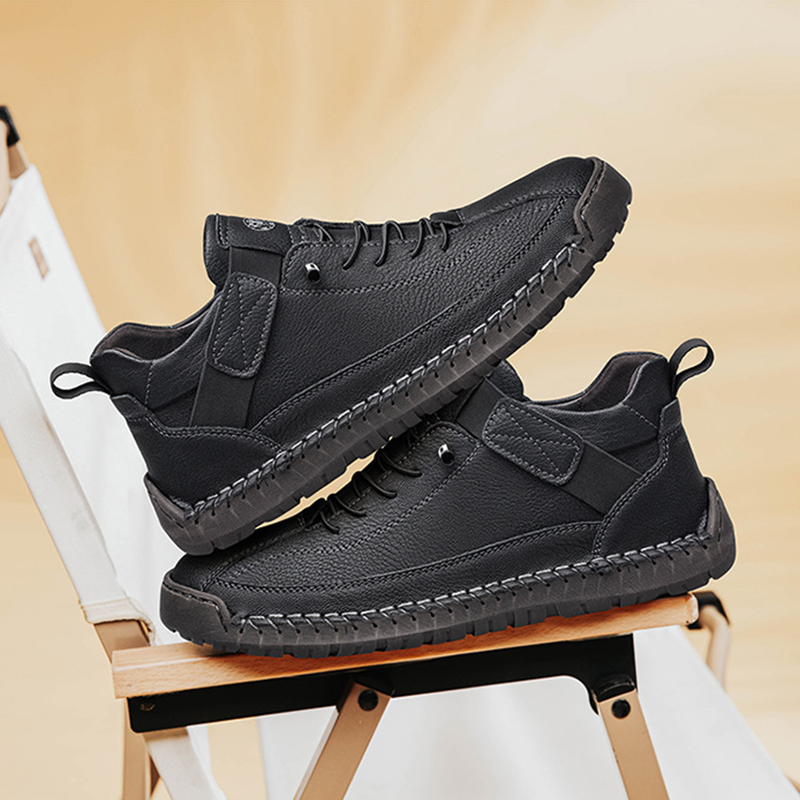 Herren-Freizeitschuhe Orthopädische Wanderschuhe Sommerliche atmungsaktive Sneaker Slipper Wanderschuhe Handgefertigte Leder-Flats