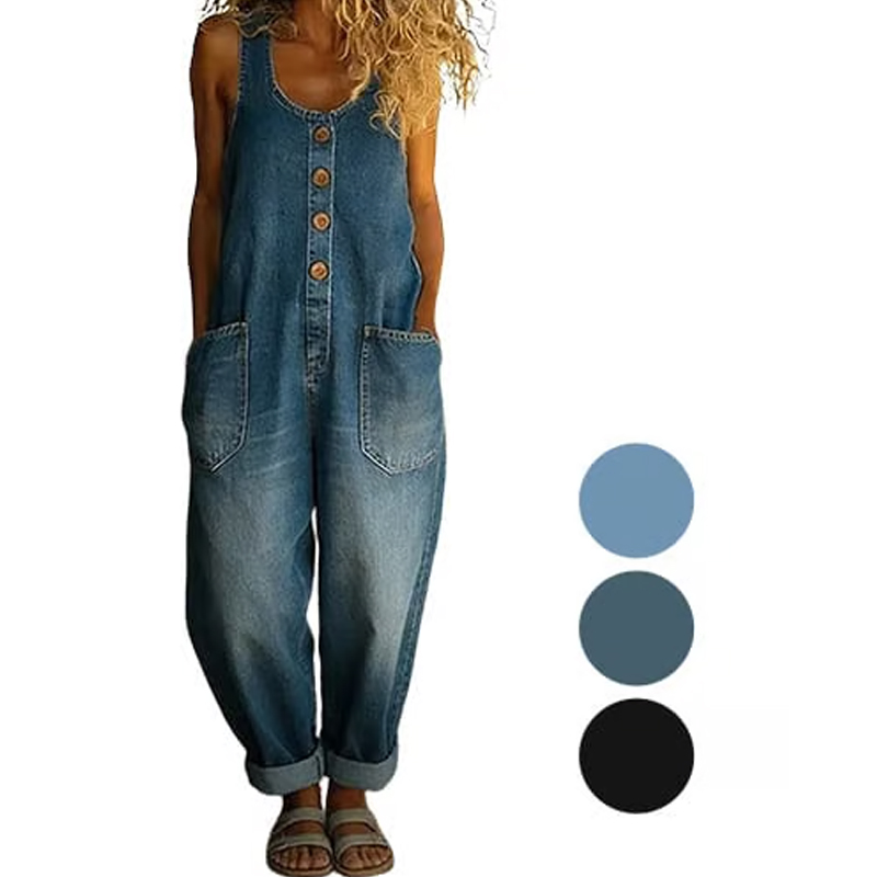 Das ultimative Sommer-Essential: Lässiger Denim-Jumpsuit mit Taschen 👖