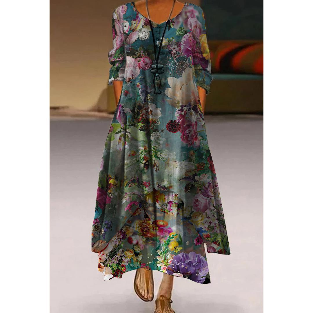 Künstlerisches, schwingendes Blumenkleid von Andrea Serena