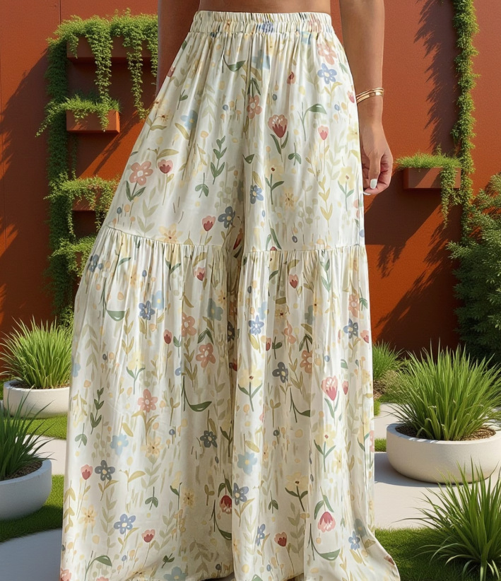 Pantalon droit ample à taille haute pour femme